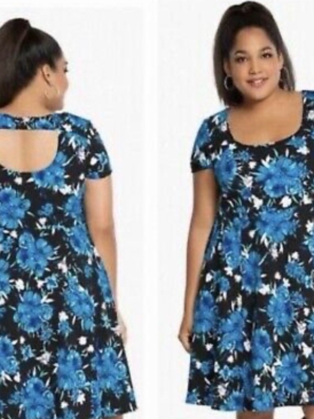Torrid 1960s Dress with Blue Floral Print